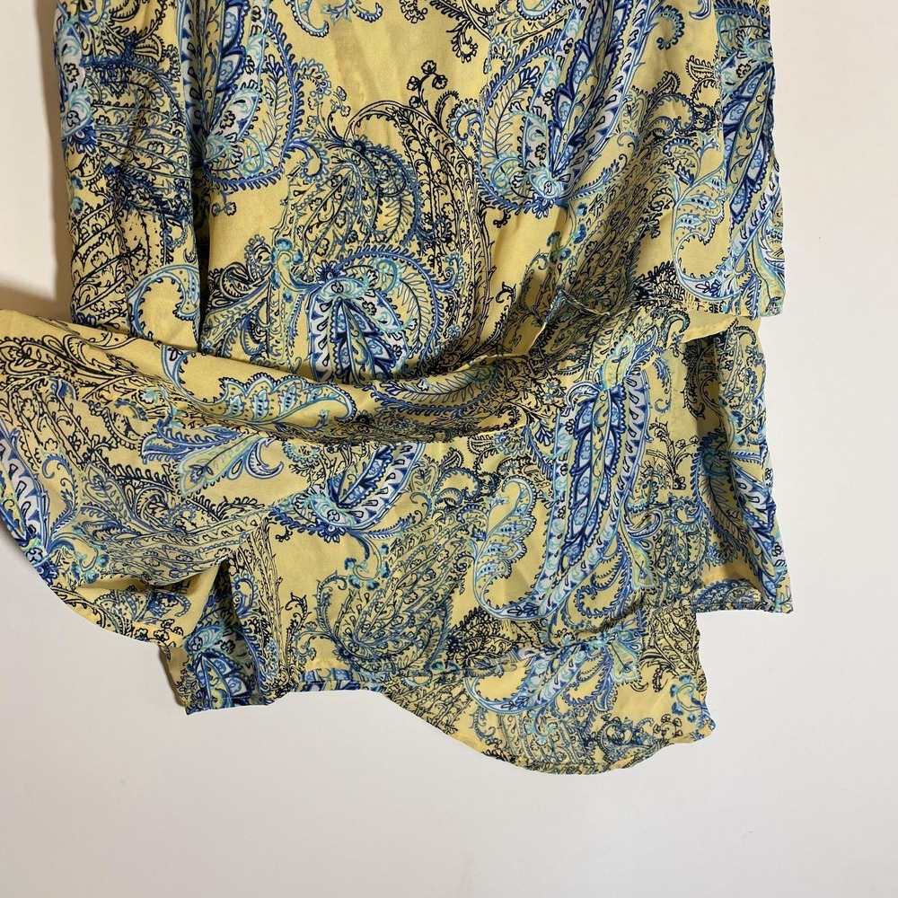 New Directions Top Womens Small Yellow Blue Paisley Sleeveless Tunic Blouse - Picture 5 of 15